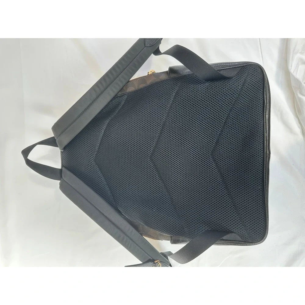 Coach Court Backpack Signature Canvas Black Brown Leather E2221-5695